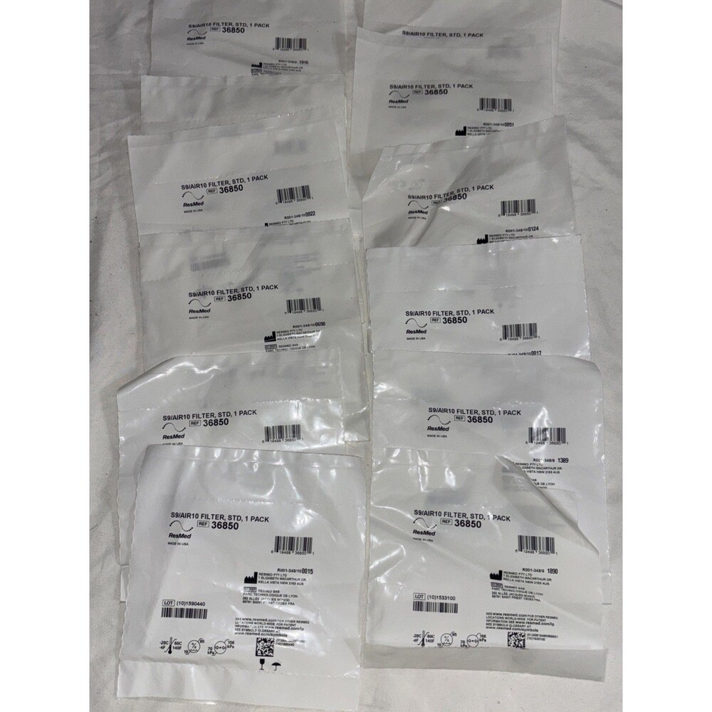 Lot of 12 ResMed S9/Air 10 Filter Std OEM 1 per Pack Number 36850 NEW SEALED